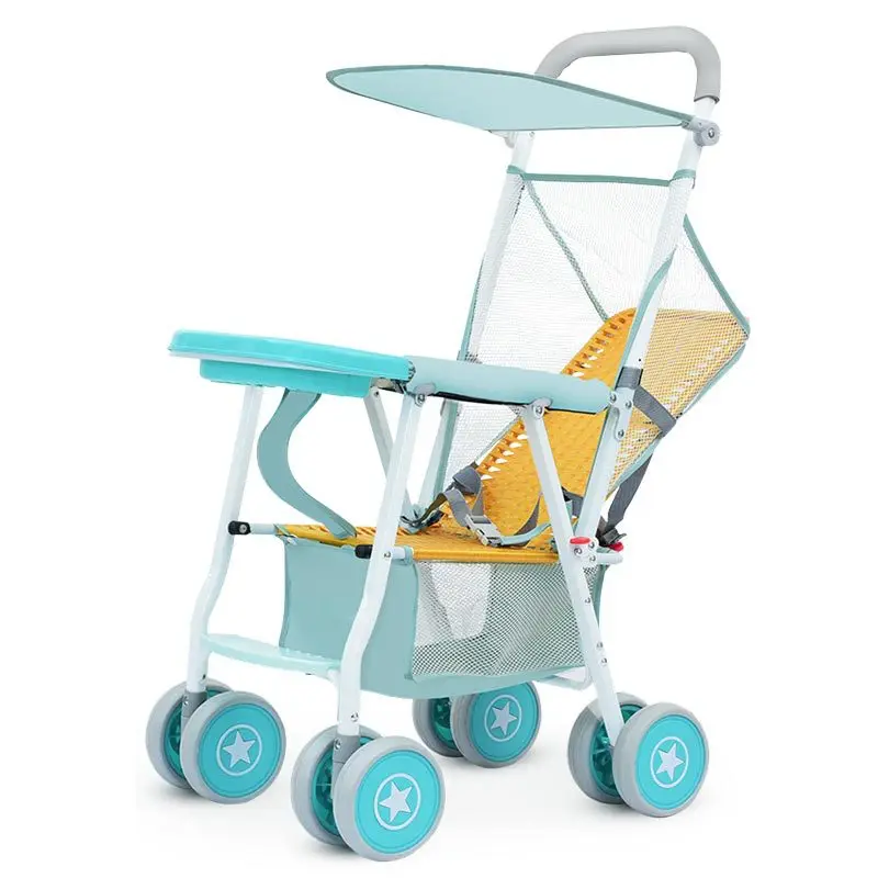 Baby Stroller Imitation Rattan Bamboo Ultra-light Portable Folding Can Sit and Lie Down Stroller Summer Baby Umbrella Car