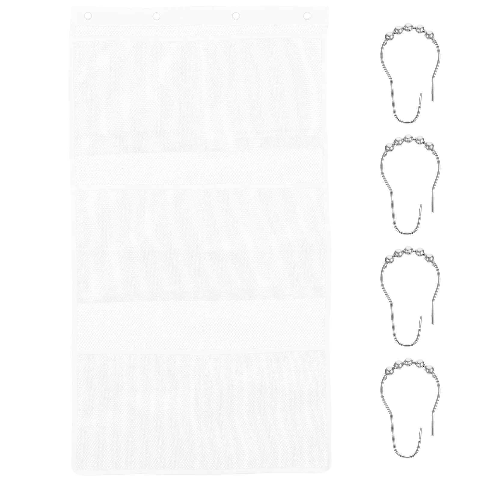 

Fabric Storage Bag Shower Tote Mesh Travel Organizer Bags Hanging Pockets Curtain Toiletry Accessories Rod