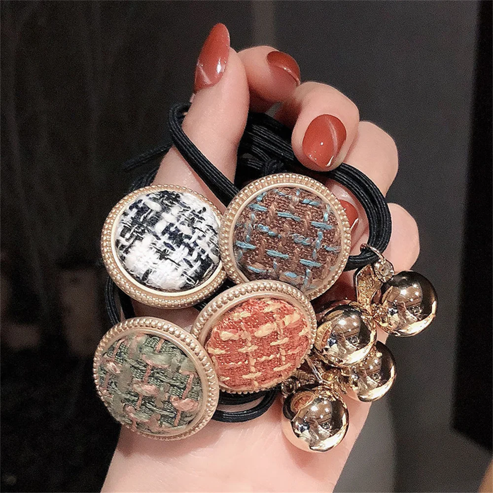 

New Elastics Hair Ties Metal Pendant Hair Rope Korean Version Headband Ponytail Hair Holder Hair Accessories for Girl and Women