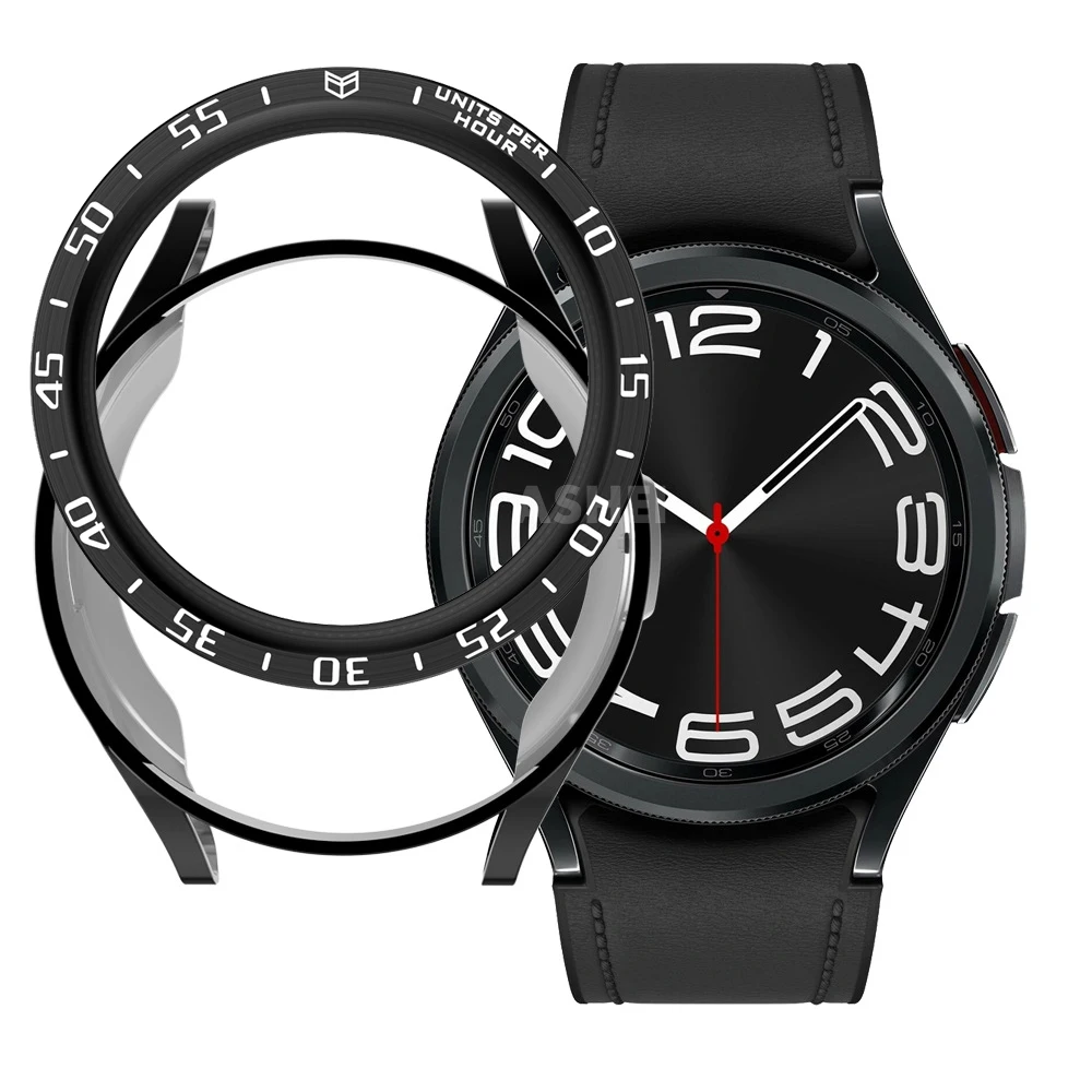 

For samsung galaxy watch 6 classic case + bezel loop Bumper for galaxy watch6 classic 47mm 43mm TPU case metal bezel protector