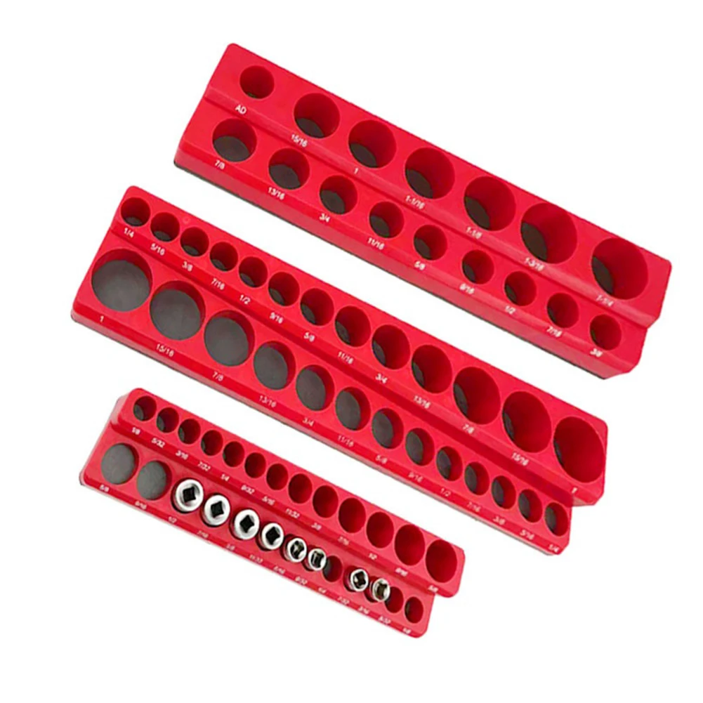 

Magnetized Tool Socket Holder Storage Racks Plastic Alloy Steel Socket Holder Blue/red Magnetic Socket Organizer