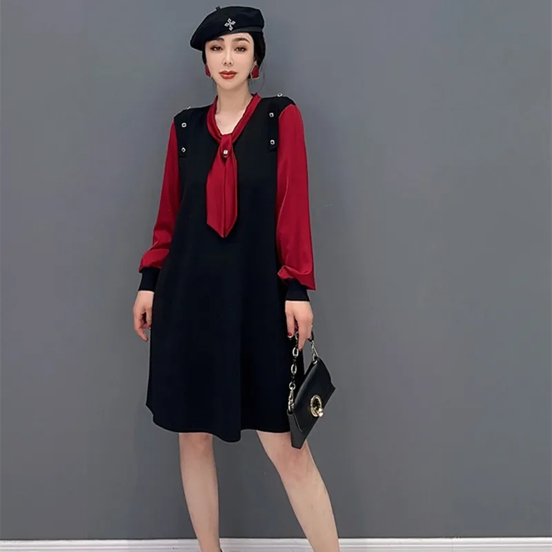 

Женское платье с длинным рукавом, офисное повседневное платье, 2 в 1