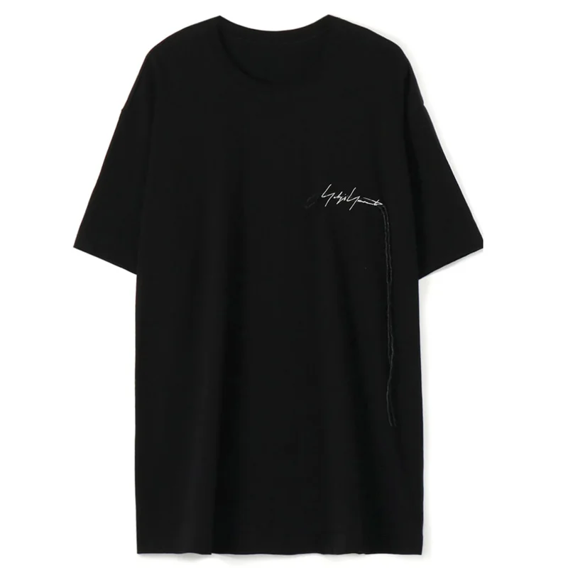 

Yohji Yamamoto 23SS Summer Embroidery Autograph Hemp Rope Pure Cotton Baggy Round Neck Short Sleeve T-Shirt For Men And Women