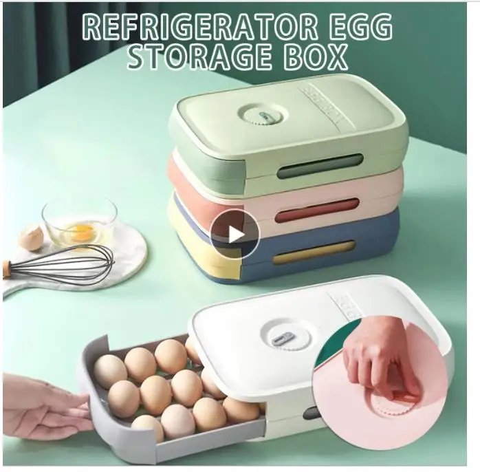 

Drawer Type Egg Storage Box Refrigerator Storage Box Fresh Keeping Box Dumpling Box Household Eggs Holder Food Storage Egg Box