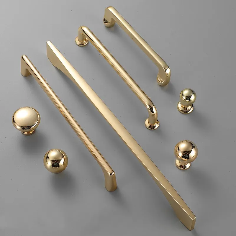 

KK&FING Zinc Alloy Bright Gold Kitchen Cabinet Door Handle Modern Cabinet Knobs Furniture Drawer Pulls Handles Home Hardware