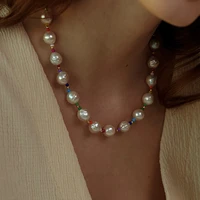 2022 korean luxury handmade big freshwater pearl beads choker necklace