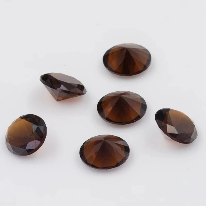 Size 4mm~10mm Round Cut Loose Glass Stone Pink Red Blue Green Violet Coffee Color Synthetic Gems Beads For Jewelry