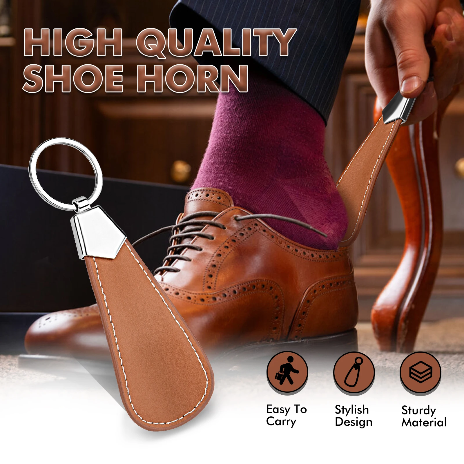 Портативный прочный металлический рожок для обуви из нержавеющей стали с ручкой