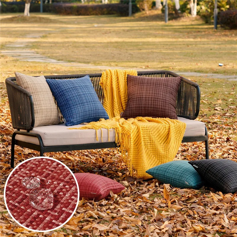 

Hap-deer Striped Braided Pillowcase Hold Outdoor Waterproof Back Cushion Cover For Patio Sofa Home Decor Housse De Coussin