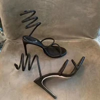sexy crystal snake cross strap women sandals shoes black white glitter banquet party shoes hollow rhinestone wedding shoes