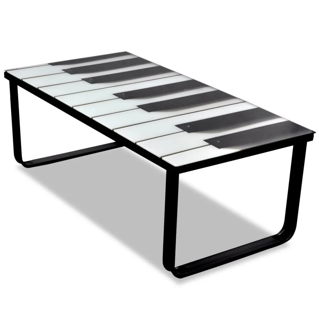 

Coffee Table with Piano Printing Glass Top