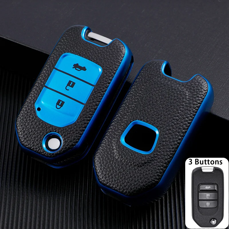 For Honda Civic HRV CRV XRV CR-V Crider Odyssey Pilot Fit Accord 2 3 Buttons Car Key Case Shell Cover Fob Protector Accessories