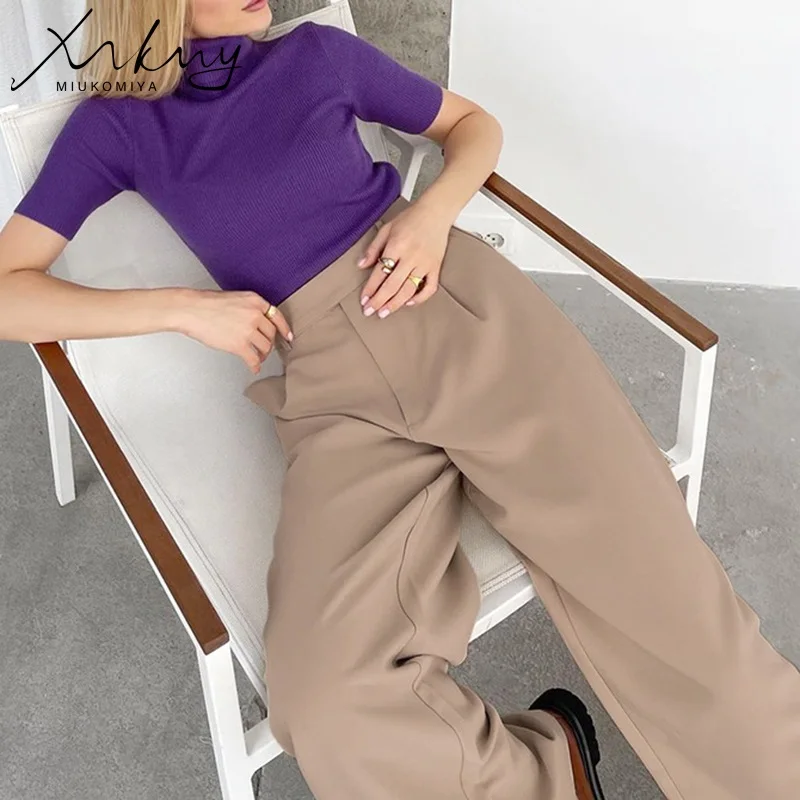 

MiuKoMiYa Spring New Women's Pants High Waist Loose Wide Leg Pants for Women Fashion Office Wear Women's Trousers