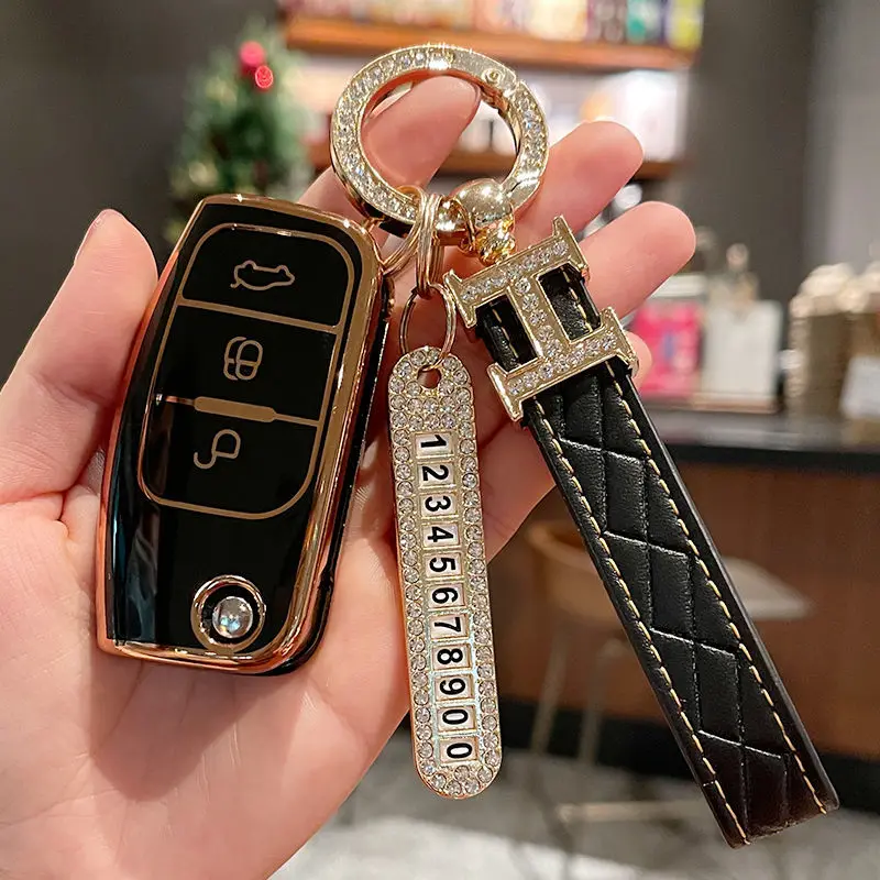 

Car TPU Folding Key Cover Bag Shell Case Keychain Protector For Ford Focus 2 MK2 Fiesta Mondeo Galaxy Falcon Territory Ecosport