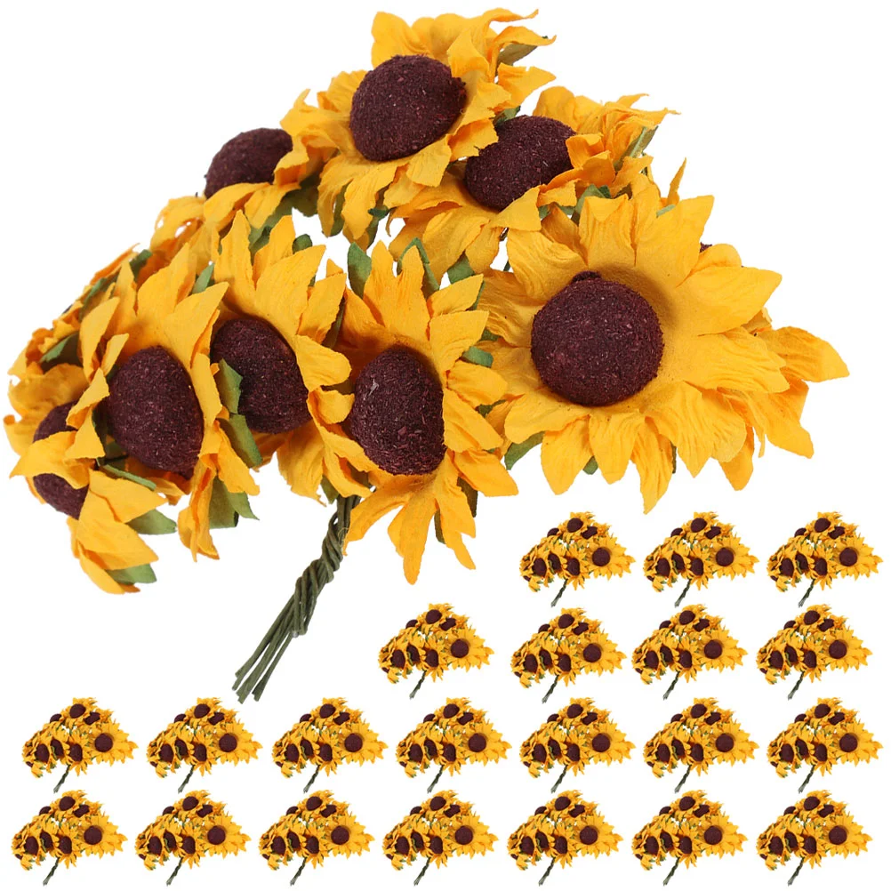 

Artificial Sunflower Sunflowers Flowers Flower Bouquet Wedding Yellow Heads Fake Paper Decor Stemsdecoration Floral Faux
