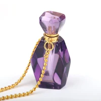 wholesale high quality natural amethyst perfume bottle portable travel bottle necklace accessories