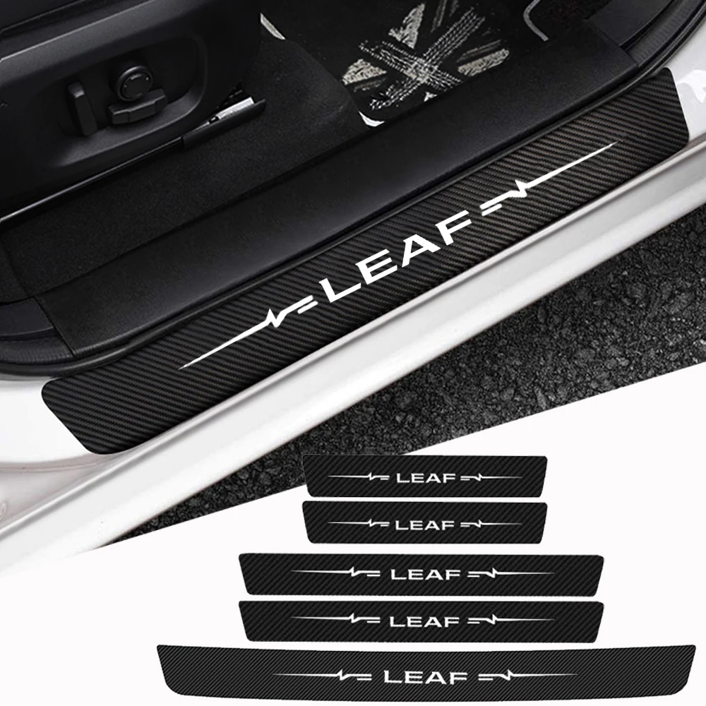 

5 шт., защитные наклейки на порог автомобиля, для Nissan Leaf Logo 2021 2020 2019 2018 2017