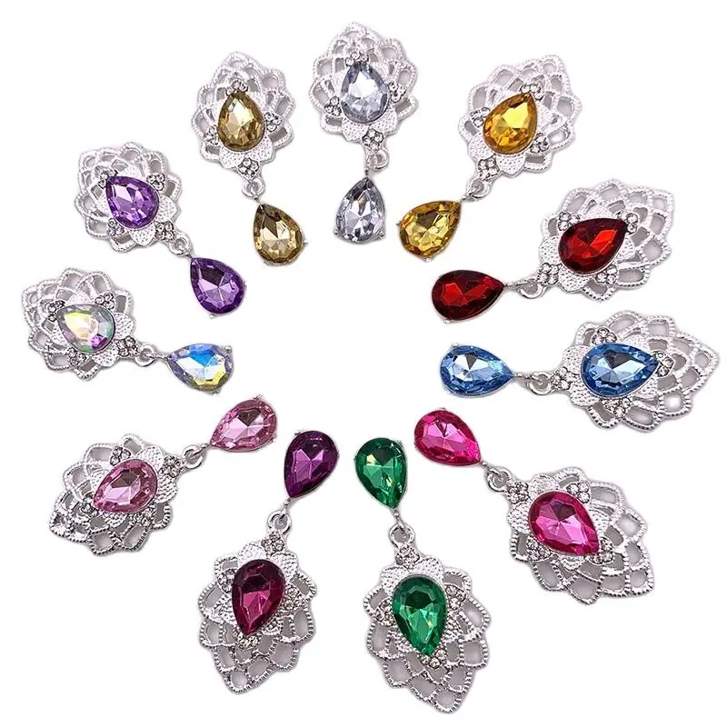 

10pcs/lot 52x23MM Metal Sewing Buttons for Clothing Diy Manualidades Hair Accessories Decorative Rhinestone for Needlework