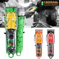 New Transparent Cover Electric Professional Clipper Hair Barber Men LCD Display USB Rechargeable Hair Styling Trimmer Machine