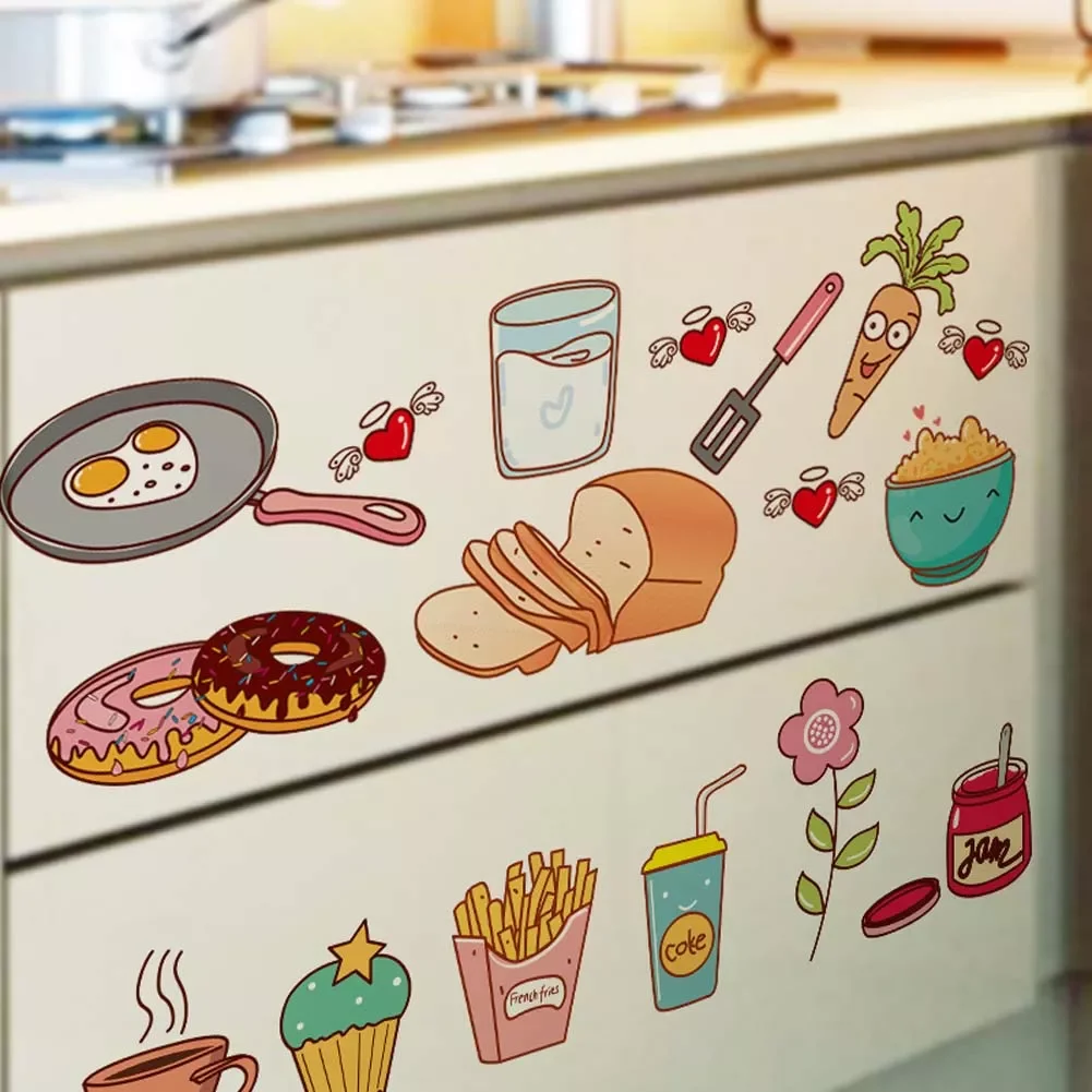 

NEW2023 Cartoon Kitchen Refrigerator Door Stickers Decorative Stickers Food Fruit Removable Wall Sticker stickers On The Wall