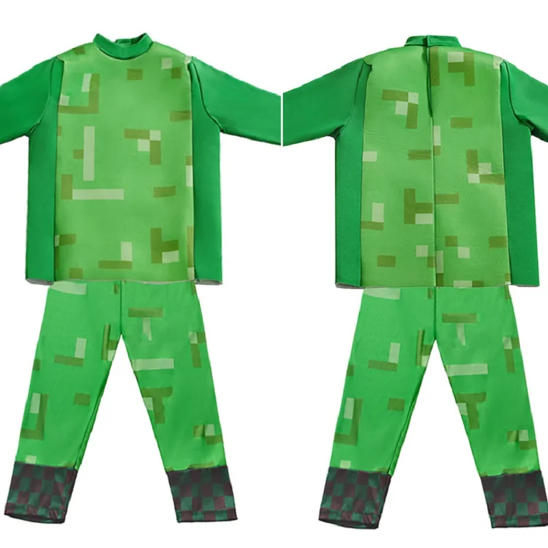 Kids Halloween Game Cosplay Creeper Anime Costumes Steve Role Play 3 Pieces Set Game Clothing