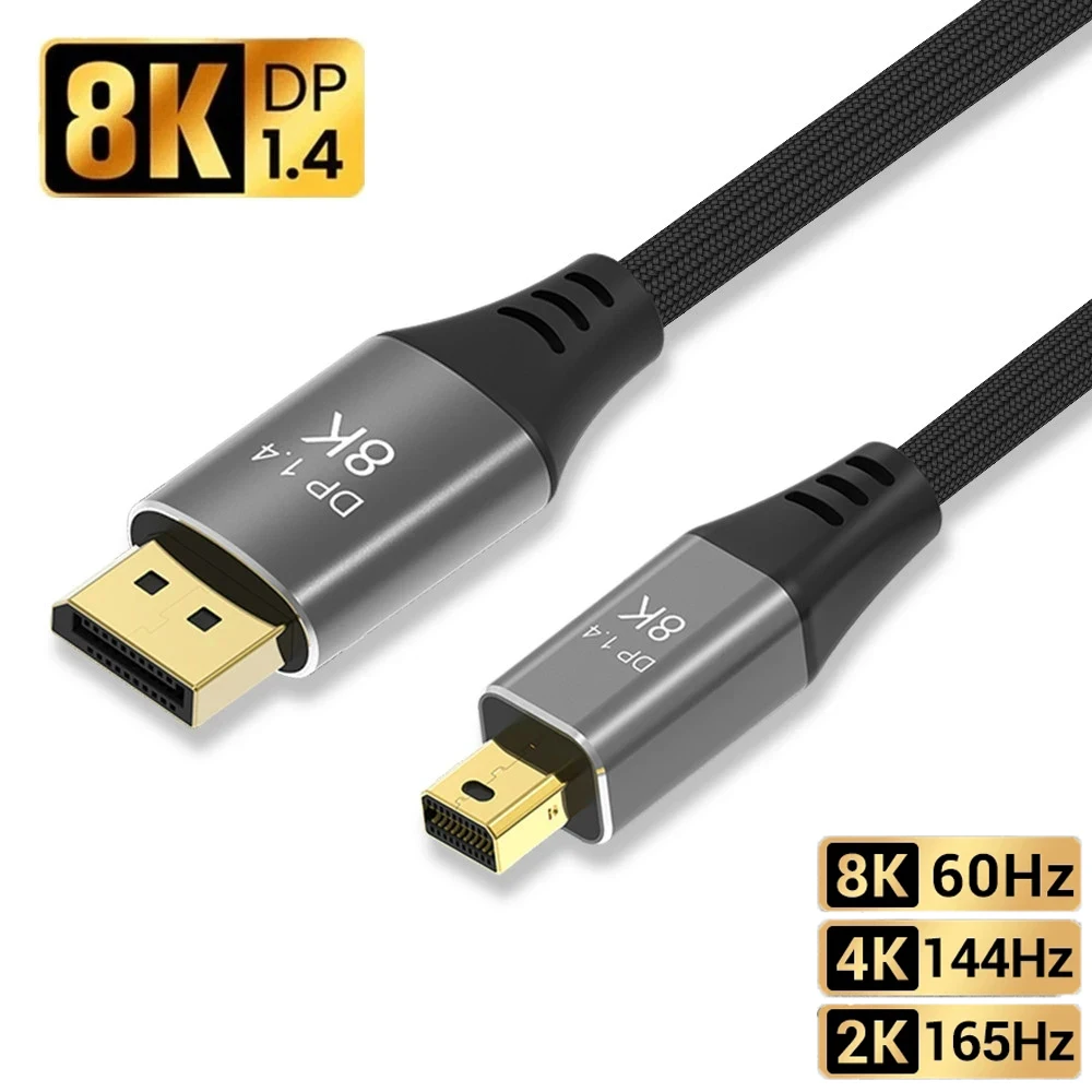 

1.4 Mini DP To Displayport Cable DP 1.4 Cable 8K 60Hz 4K 144Hz 2K 165Hz HDR Video Audio Cable for Laptop HDTV Monitor PS4/5