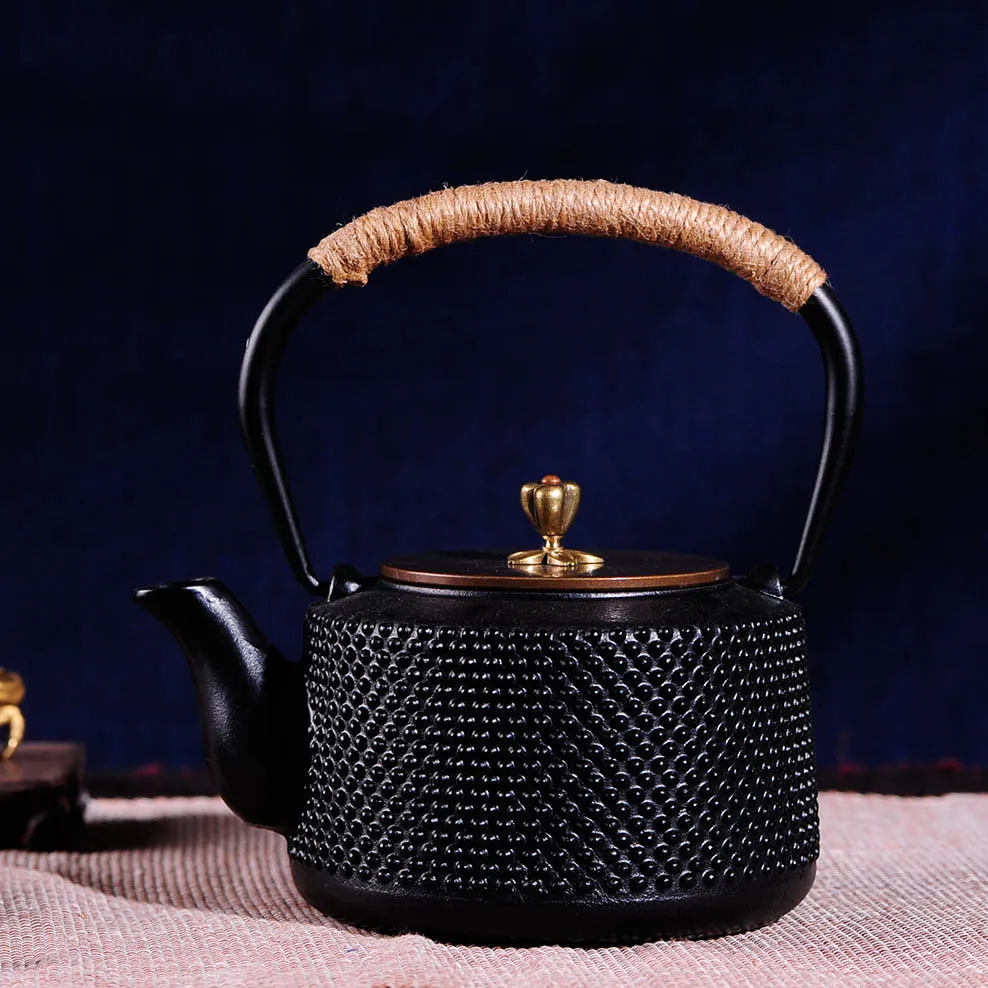 

Чугунный чайник в японском стиле, чугунный чайник, 1 л, чайник для кипячения, с медной крышкой