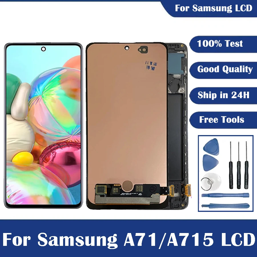 Супер AMOLED Дисплей Для Samsung Galaxy A71 A715 A715F A715FD С Дигитайзером Сенсорного Экрана
