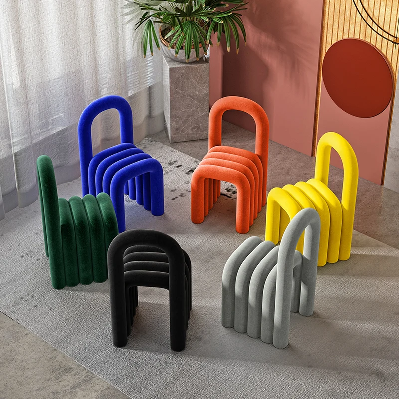

Living Room Chair Nordic Makeup Stool Back Creative Dining Chair Modern Special-Shaped Elbow Chair Dressing Chair Book Table Cha