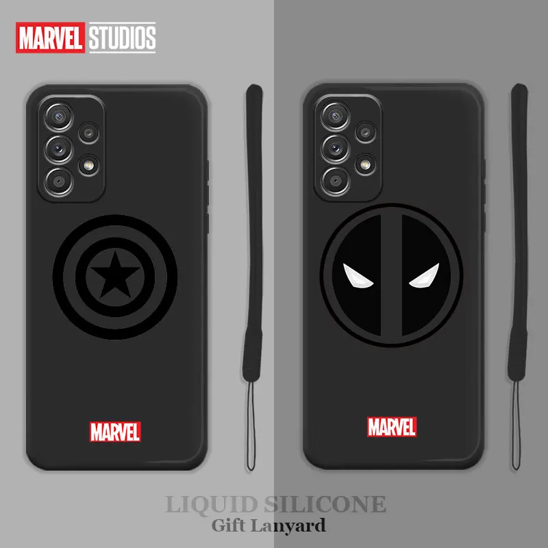 

Liquid Coque Case for Samsung Galaxy A52 A12 A51 A71 4G 5G A32 A21s Silicone Celular Marvel Logo Captain America Deadpool Green