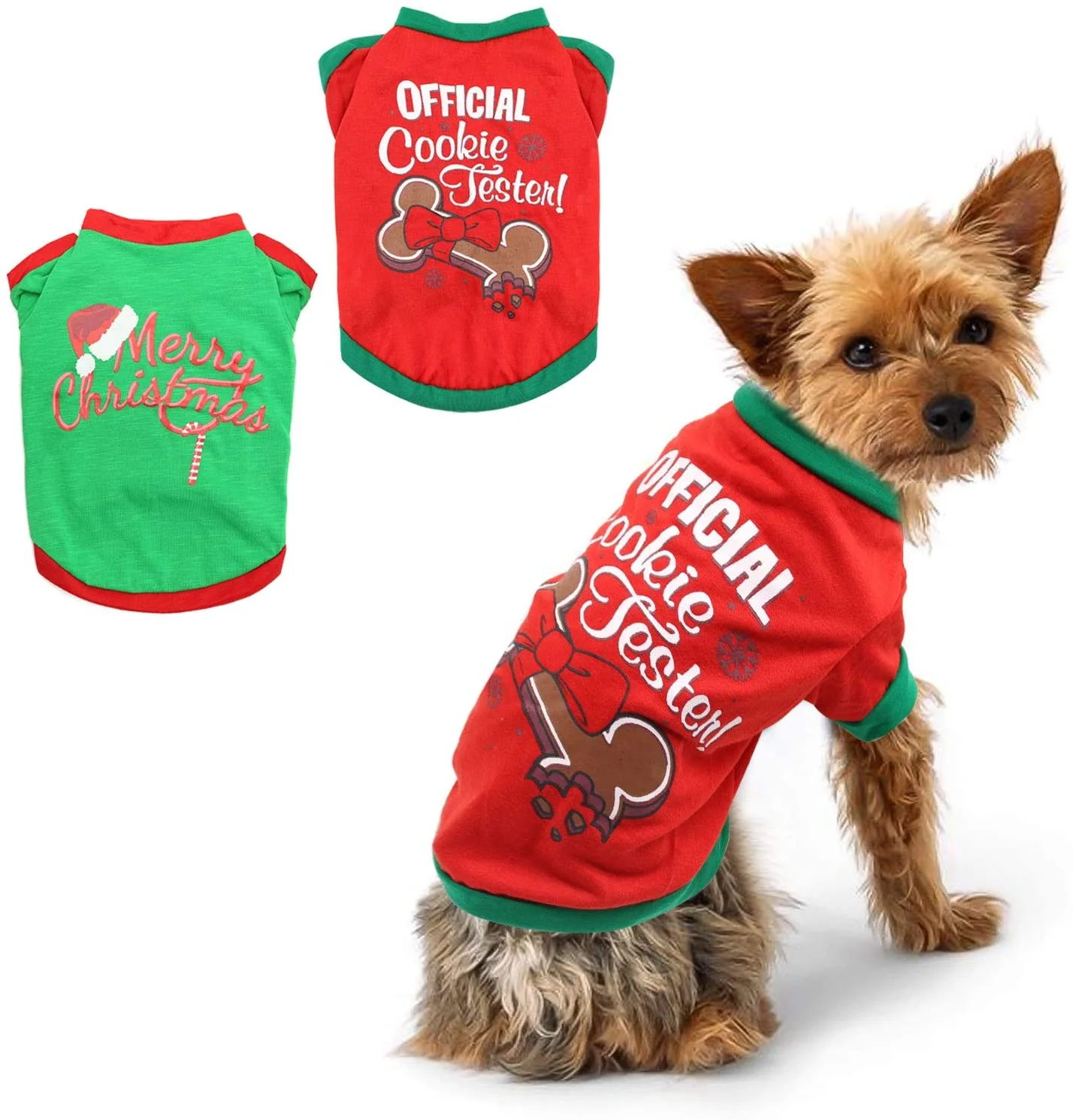 

Рождественские рубашки для собак, Одежда для питомцев, мягкие дышащие рубашки для щенков, футболка с принтом для питомцев, одежда для щенков...