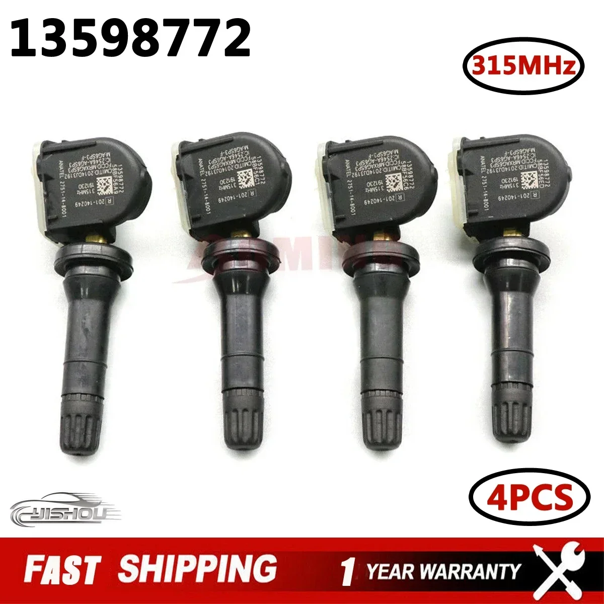 13598772 4 шт. датчик давления в шинах для PONTIAC G3 G5 G6 G8 Монтана торрент-волна 5 2007-2010 13598771