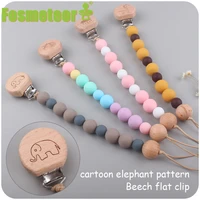 fosmeteor new baby cartoon animal beech wood clip to appease baby animal teether bracelet bite pacifier anti drop chain set