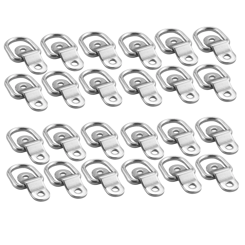 

AU04 -24 Pieces D-Ring Tie Down 1/4 Inch Stainless Steel D-Rings Trailer Ratchet Tie Down Straps Car Truck Bed Cargo