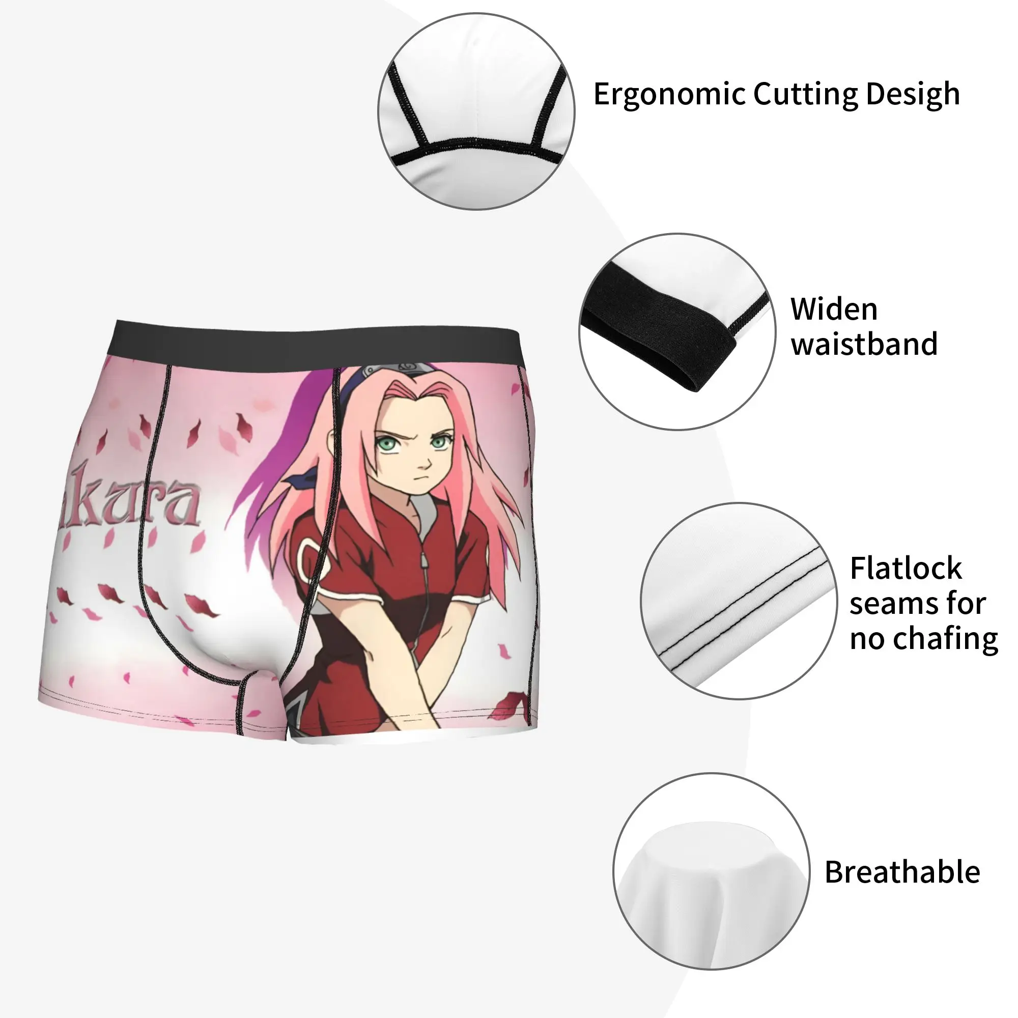 Фото Мужское эластичное классическое нижнее белье Custom S-Sakuraes H-Harunoes Comic     Мягкие трусы-боксеры для мужчин №5
