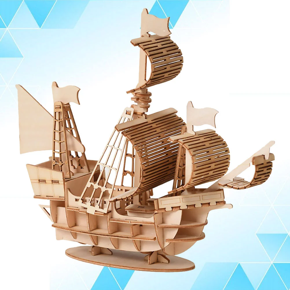 

Puzzle 3D Wooden Kids Model Sailboat Toy Puzzles Woodboat Montessori Building Craft Mechanical Plaything Kit Jigsaw Children