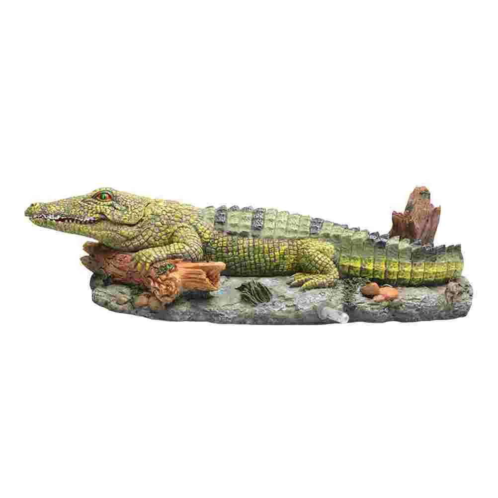

Crocodile Aquarium Tank Resin Ornament Decorations Bubbler Hideout Decor Artificial Simulation Alligator Figurine Toys Statue