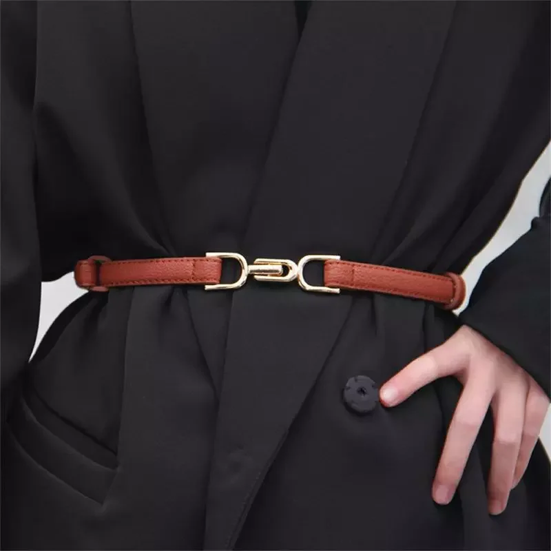 Women Leather Belt Ladies Dress Female Fashion All-match  Simple Thin Belts Korean Sweater Coat Waist Small Belt