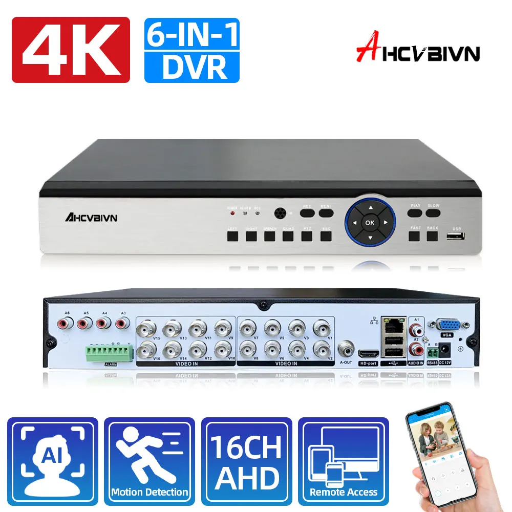

H.265 16CH 8MP AHD CCTV DVR 16 Channel AHD 4K 5MP Hybrid Video Recorder Human Face Detection 16CH Day Night Playback XMEYE App