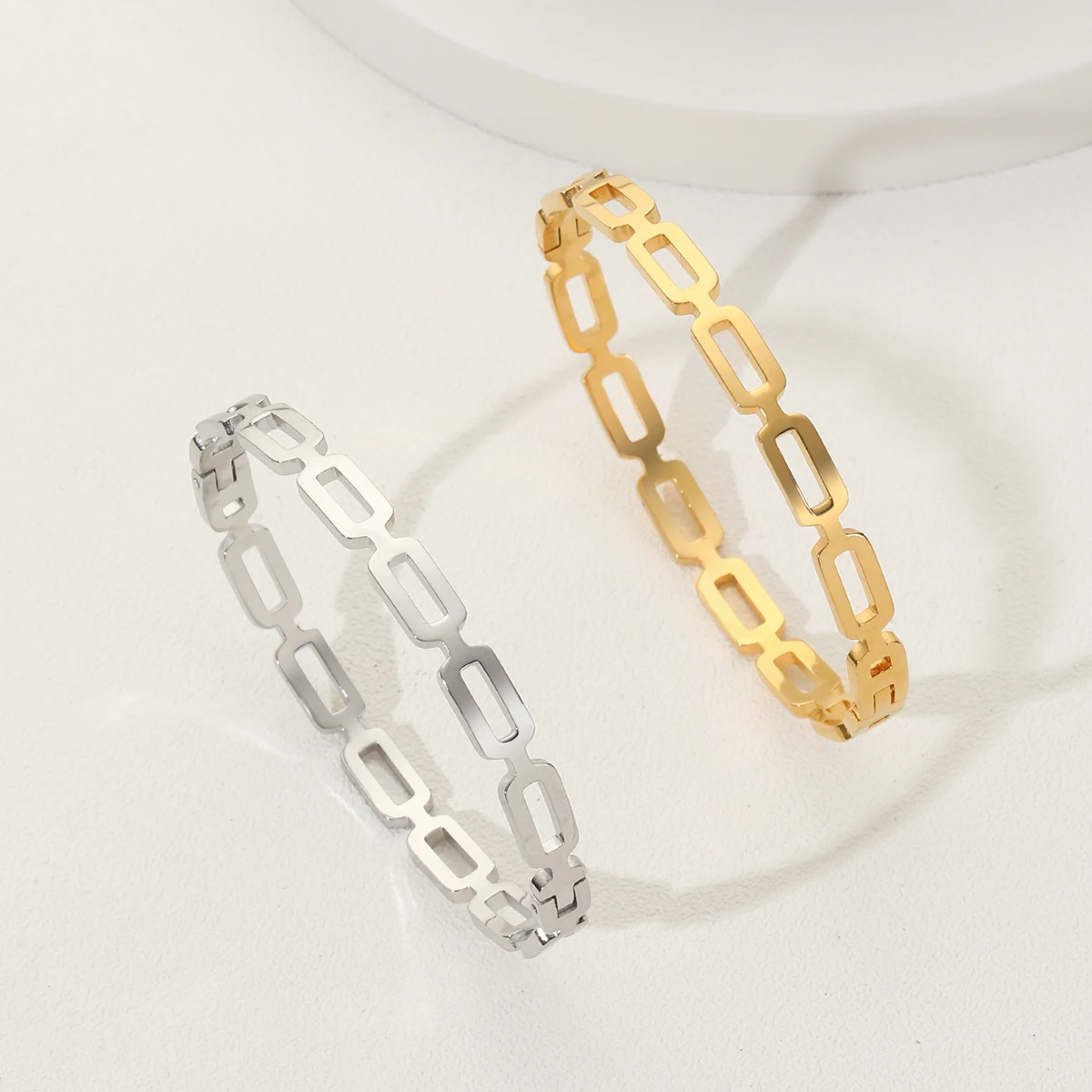 

316L Stainless Steel Geometric Bangles For Women Fashion Gold Silver Color Hollow Cuff Banle Bracelet Party Girl Jewelry