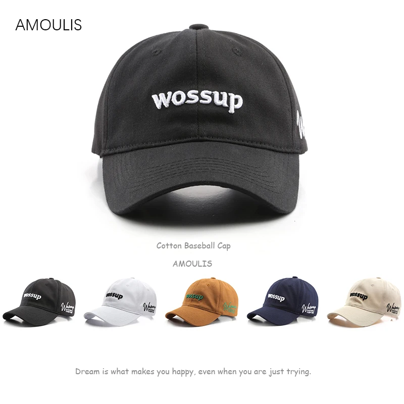 

AMOULIS Summer Baseball Cap for Men and Women Fashion Embroidery Sun Hats Casual Cotton Snapback Caps Outdoor Sport Hat Unisex