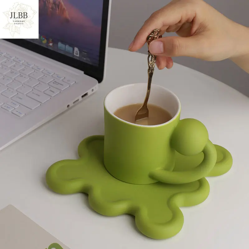 

250ml Creative Planet Mug With Irregular Plate Nordic Ceramic Coffee Tea Cup Saucer Set Drinkware Unique Birthday Wedding Gifts