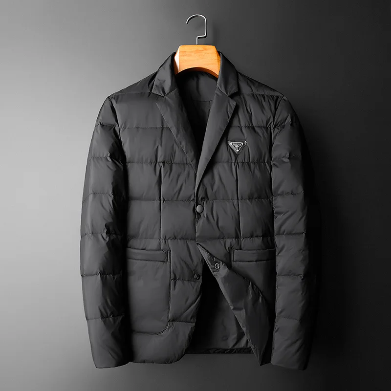 

Мужской Блейзер на белом утином пуху, роскошные деловые повседневные однобортные куртки, Размер 4XL, для осени и зимы