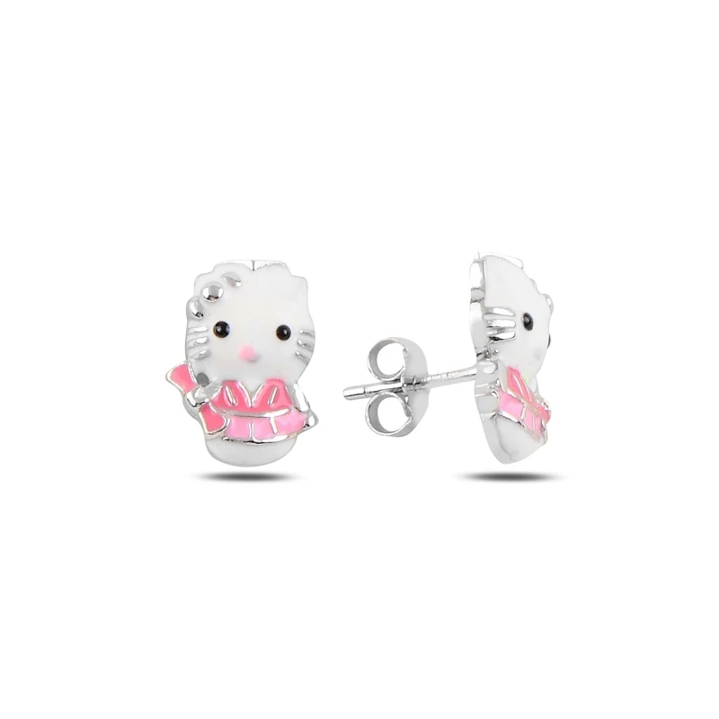 

Silver 925 Sterling Kitty Cabochons Earrings