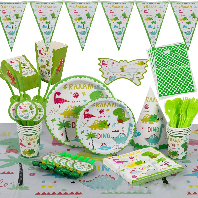 

Disposable Tableware Sets Paper Cup Plate Straws Wedding Birthday Party Decorations Animal Cartoon Children Theme Party Supplies