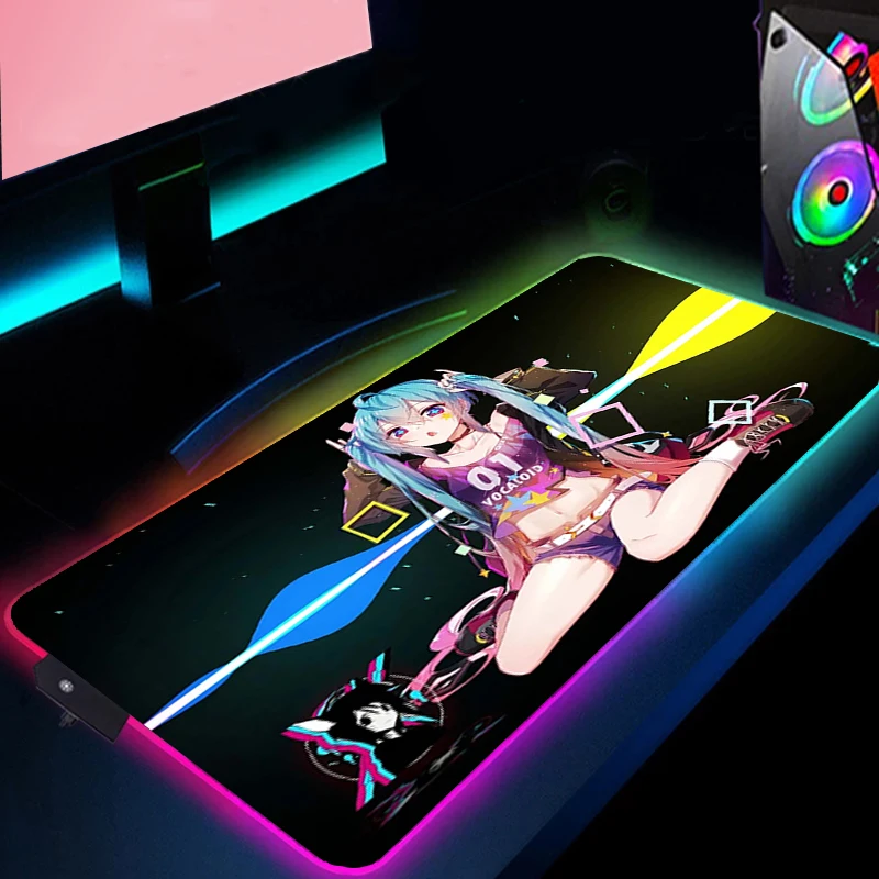 

Geoxor Moneko Anime Accessories Large Mouse Pad With Rgb Pc Gaming Computers Desk Carpet Laptop Gamer Deskpad Computer Mat Table