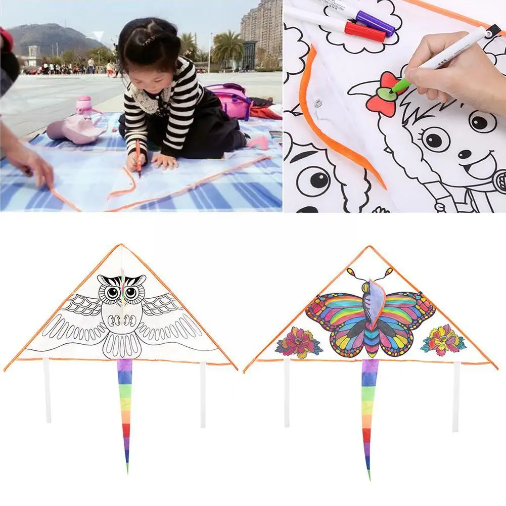 

Diy Cartoon Graffiti Kite Family Outings Outdoor Fun Sports Kids Kites Flying Toys For Children C6l9
