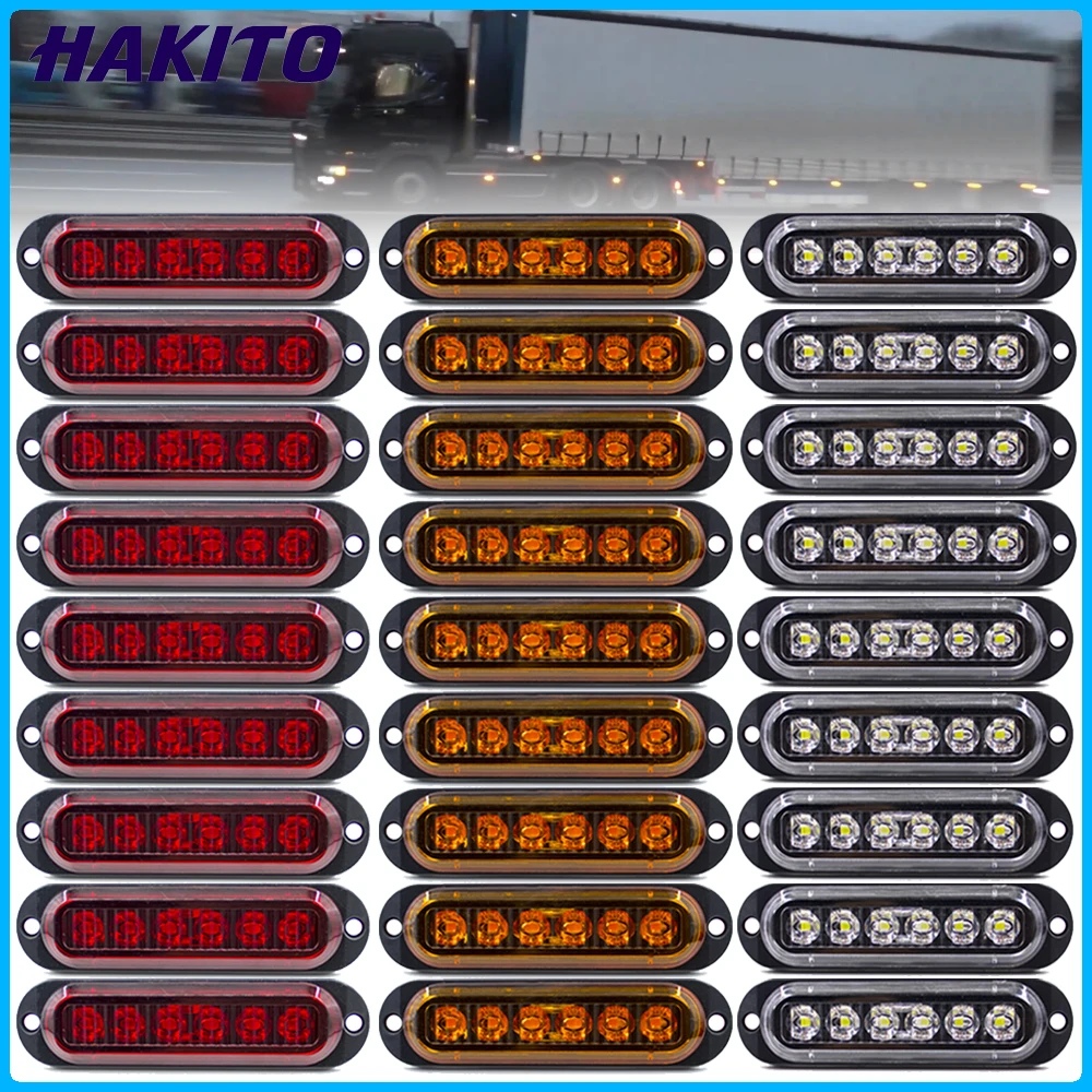 10ШТ 12V 24V 6 светодиодных боковых габаритных огней Сигнальная лампа Авто Внешние
