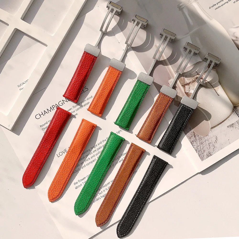 20mm 22mm PU Leather Band For Samsung Galaxy watch 4/classic/5/pro Gear s3 Active 2 bracelet correa Huawei GT/2/3 Pro 2e strap