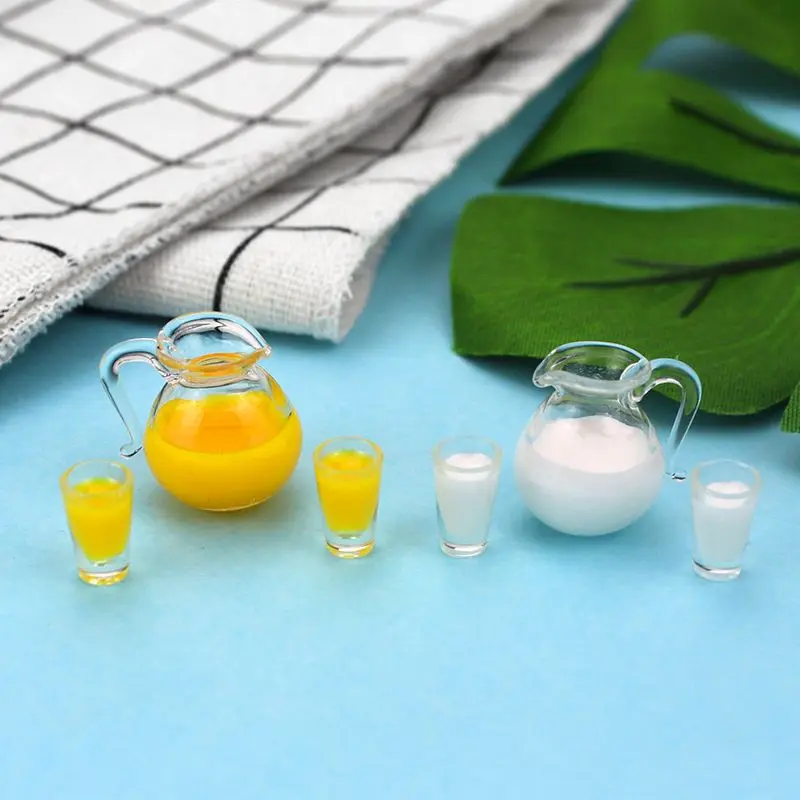 

DIY Toy Miniature Scene Model Ornaments Doll House Accessories For OB11 1/12 Doll Mini Juice/Milk Pot Combination